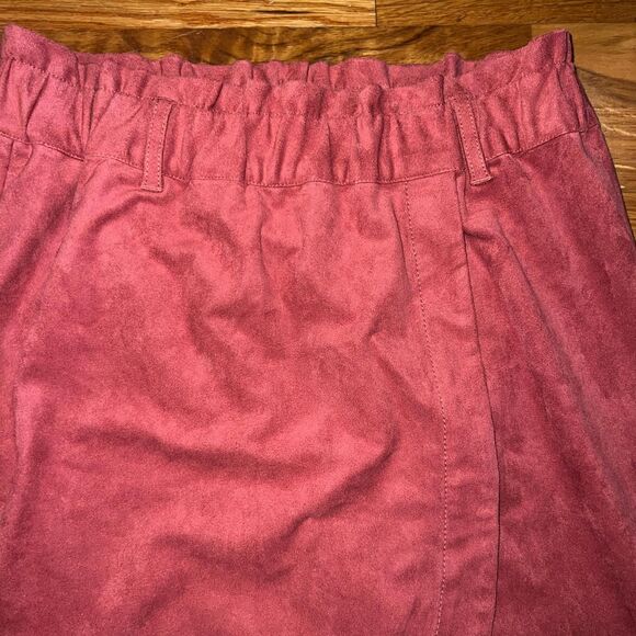 NWOT Anthropologie Suede Asymmetrical Burnt Pink Skirt - Picture 2 of 4